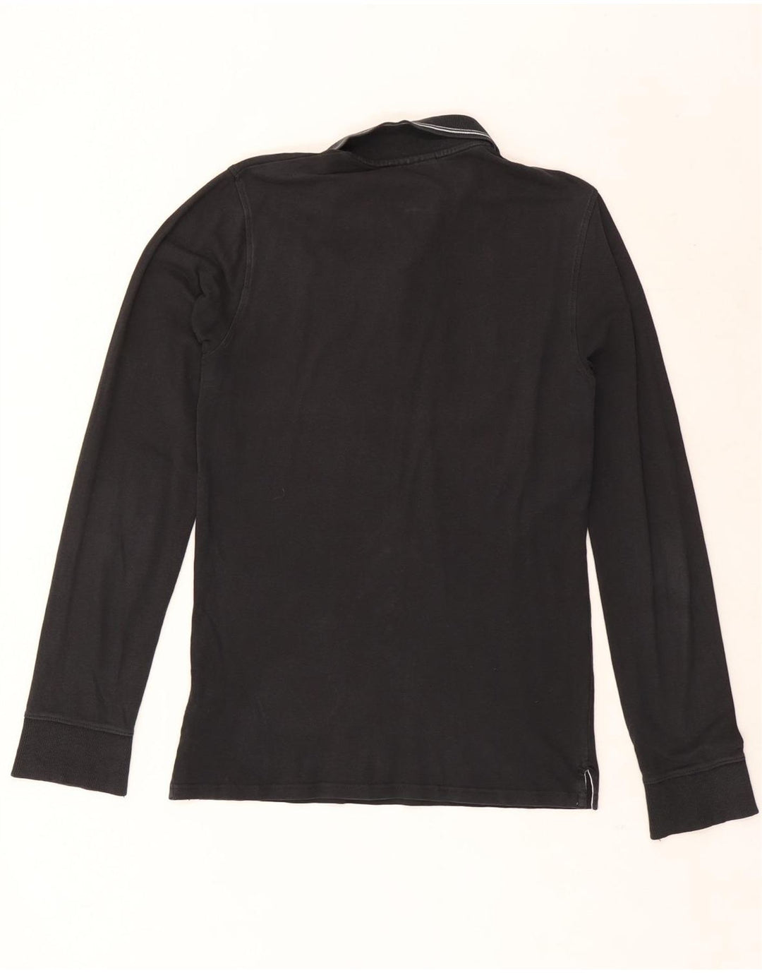 Lee Herren-Langarm-Poloshirt aus mittelschwarzer Baumwolle