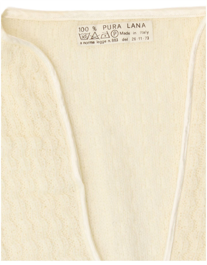 Vintage Damen Cardigan Pullover UK 16 Große cremefarbene Wolle