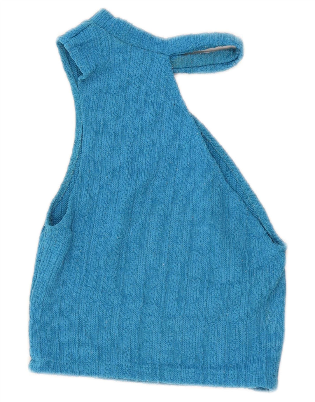 Zara Damen Crop Oversized One Shoulder Top UK 10 Small Blau
