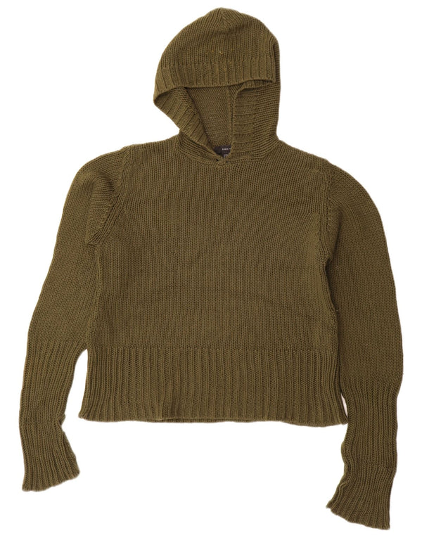 Zara Damen-Pullover mit Kapuze, übergroß, Gr. 14, Mittelgrün, Acryl