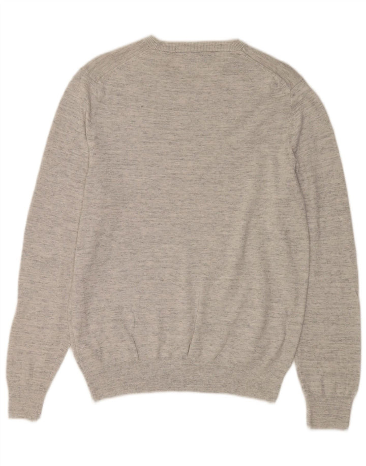 Marks & Spencer Herren-Pullover mit Rundhalsausschnitt, mittelgrau gesprenkelte Baumwolle