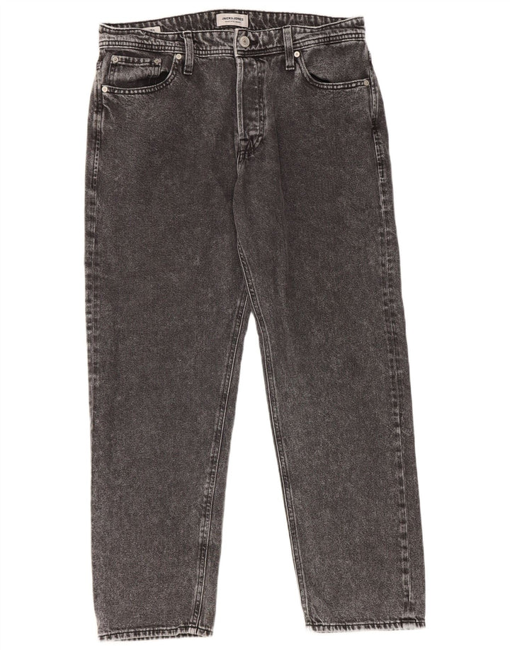 Jack & Jones Herren Tapered Jeans W33 L30 Graue Baumwolle