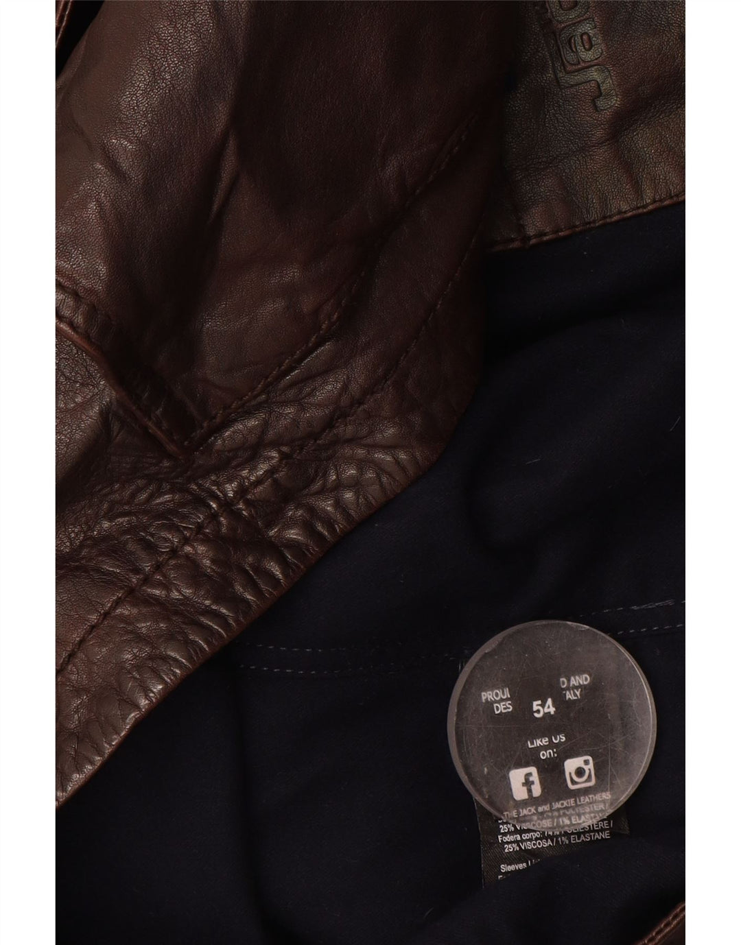 Vintage Herren Lederjacke IT 54 2XL Braunes Leder