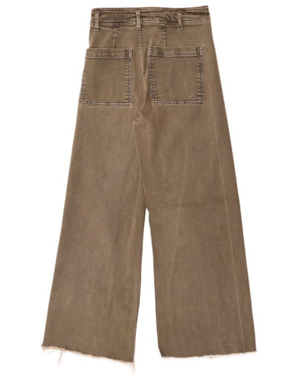 Zara Damen-Jeans mit weitem Bein und geradem Bein, EU 36, XS, W26, L28, Khaki, Baumwolle
