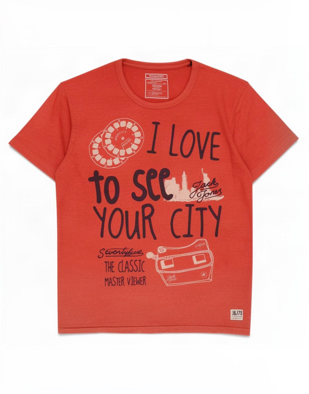 Jack & Jones Herren-T-Shirt mit Grafik, Größe L, Rot