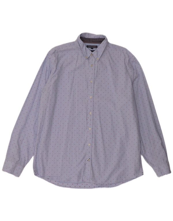 Tommy Hilfiger Herren New York Fit Hemd 2XL Blau gepunktete Baumwolle