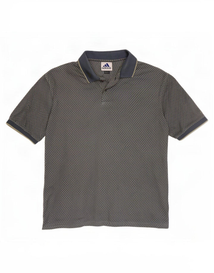 Adidas Herren-Poloshirt, groß, graue Argyle-/Diamant-Baumwolle