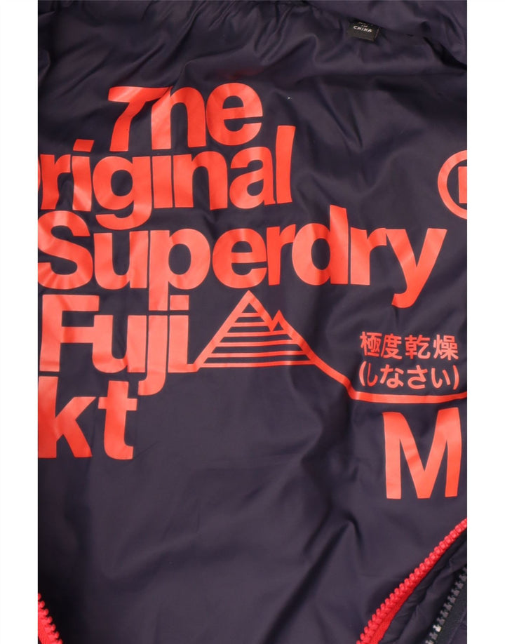 Superdry Wattierte Jacke mit Kapuze für Damen, UK 12, mittelmarineblaues Nylon