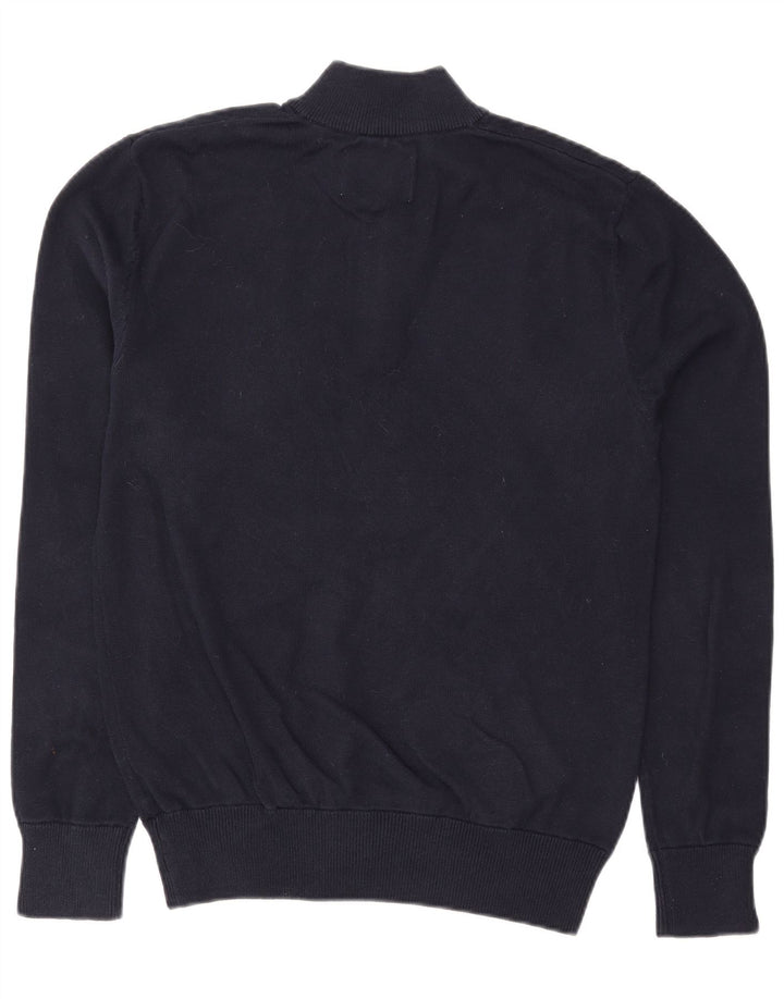 JACK WILLS Herren-Pullover mit Reißverschluss am Hals, mittelmarineblaue Baumwolle
