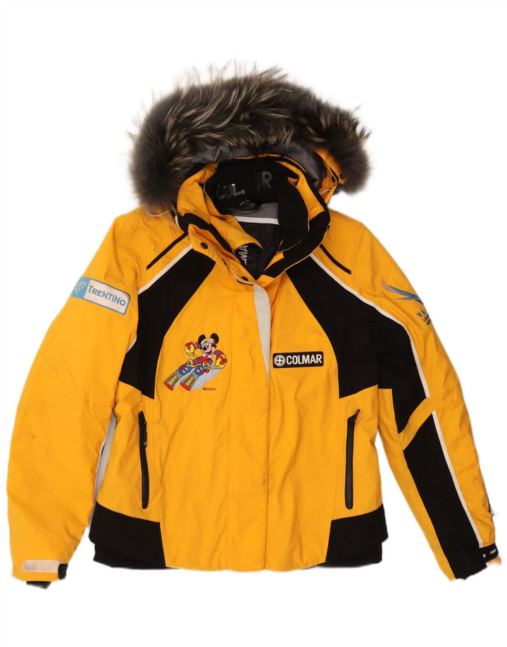 Colmar Damen Skijacke mit Kapuze IT 48 XL Gelbes Colourblock-Nylon
