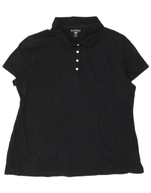 LEE Damen Poloshirt UK 20 2XL Schwarz Baumwolle