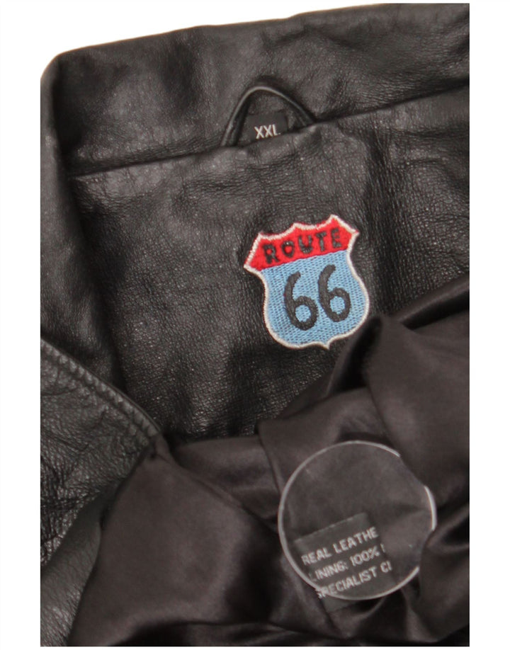 Route 66 Herren Lederjacke UK 44 2XL Schwarzes Leder