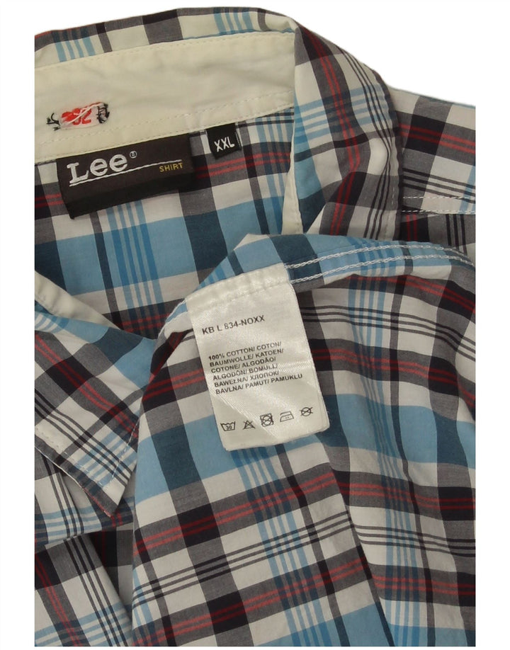 Lee Herrenhemd 2XL, blau kariert, Baumwolle