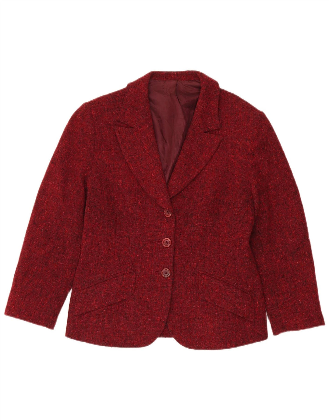 Hobbs Damen-Blazerjacke mit 3 Knöpfen, UK 12, mittlere weinrote gesprenkelte Wolle