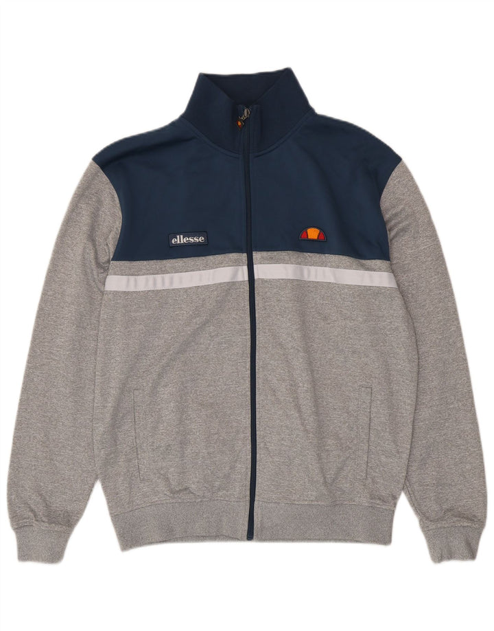 Ellesse Herren-Trainingsanzug-Top-Jacke, großes graues Farbblock-Polyester