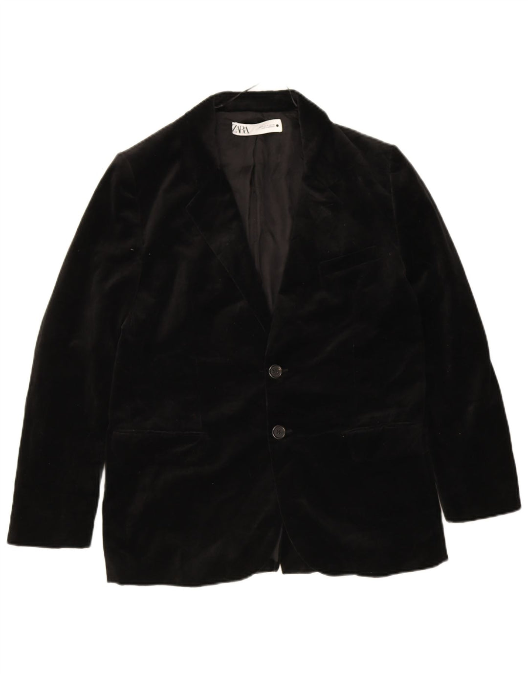 Zara Herren-Blazer aus Samt mit 2 Knöpfen, Gr. 38, mittelschwarz, Baumwolle