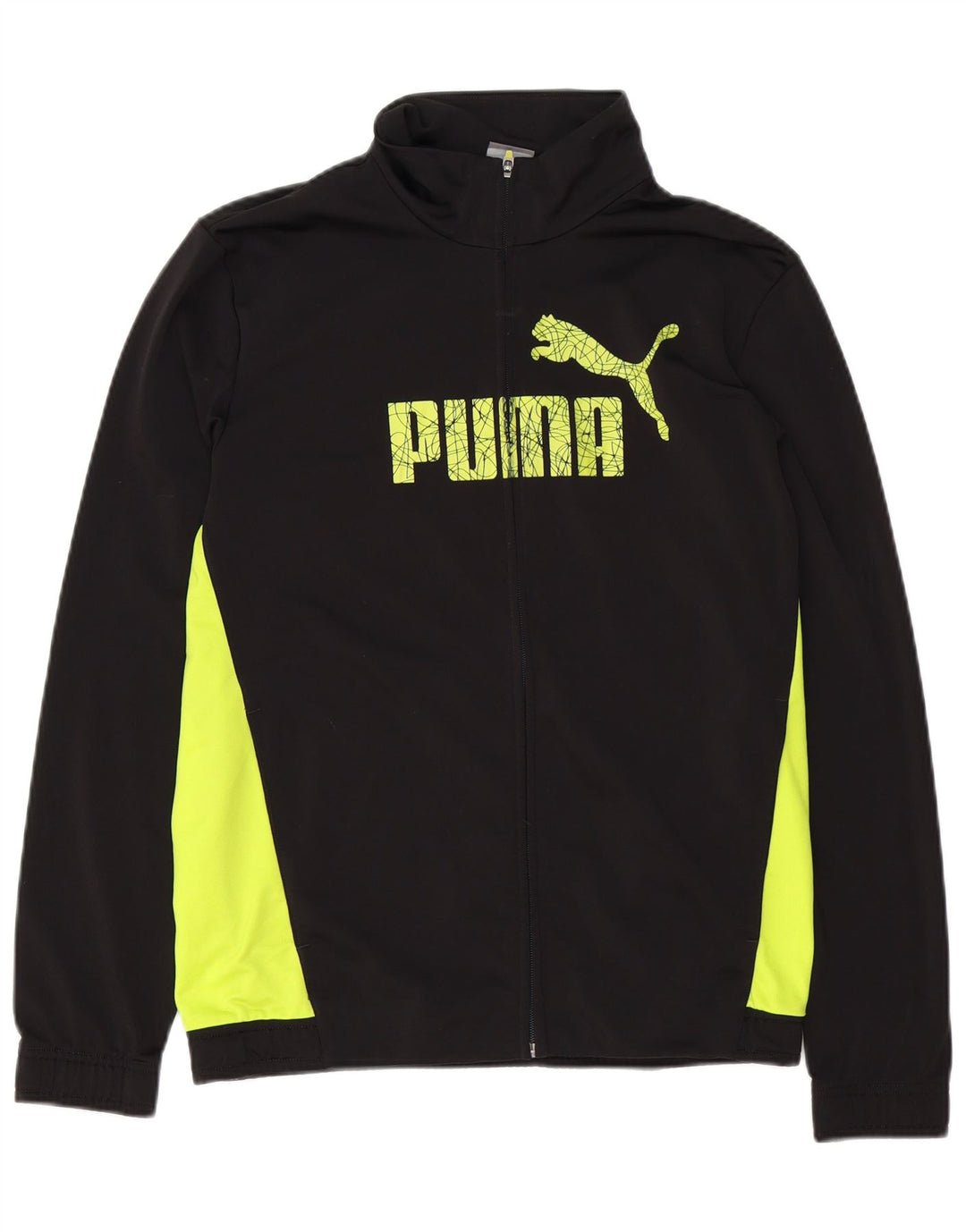 Puma Herren-Trainingsanzugoberteil mit Grafik, Größe S, Schwarz, Farbblock-Polyester