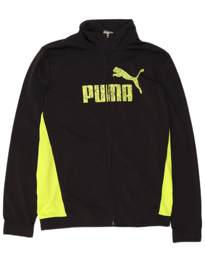 Puma Herren-Trainingsanzugoberteil mit Grafik, Größe S, Schwarz, Farbblock-Polyester