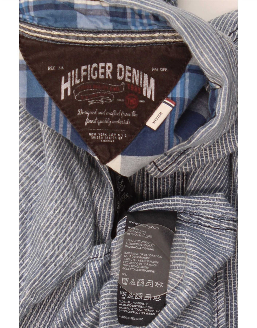 Tommy Hilfiger Herrenhemd Mittelblaue Nadelstreifen-Baumwolle