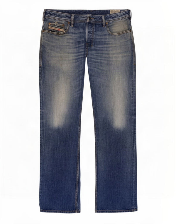 Diesel Herren Zatiny Regular Bootcut Jeans W34 L32 Blaue Baumwolle