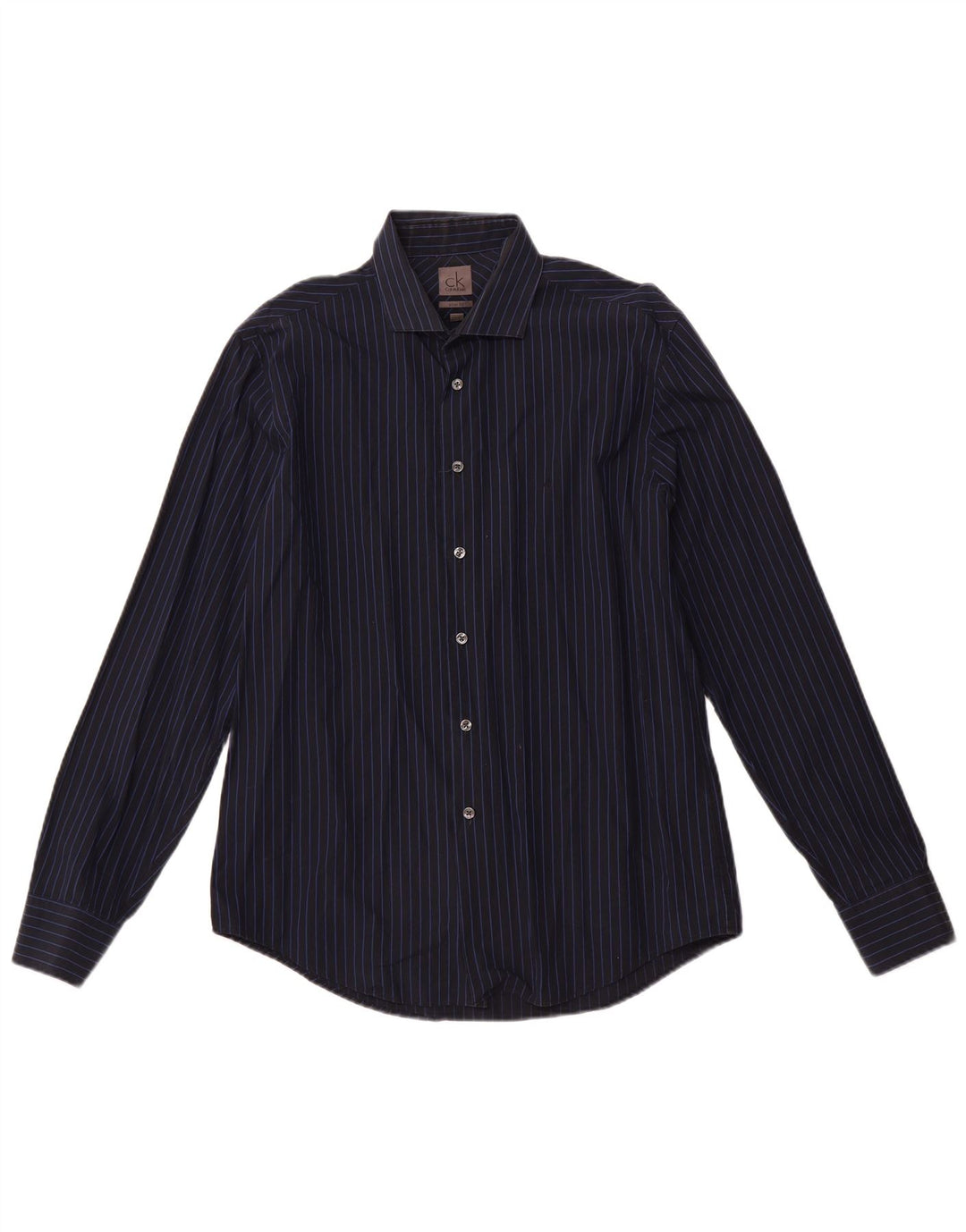 CALVIN KLEIN Herren Slim Fit Hemd Größe 16 41 Große marineblau gestreifte Baumwolle