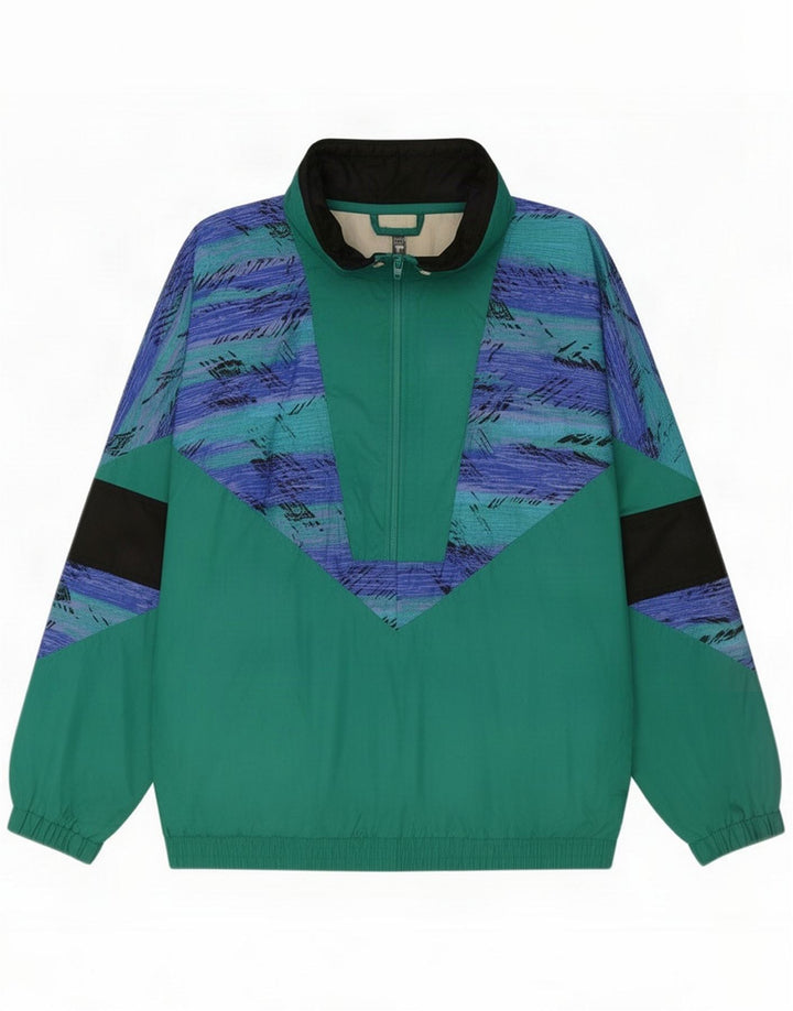 Portofino Herren-Pullover-Trainingsanzugoberteil mit Reißverschluss und Halsausschnitt, groß, grün, Farbblock