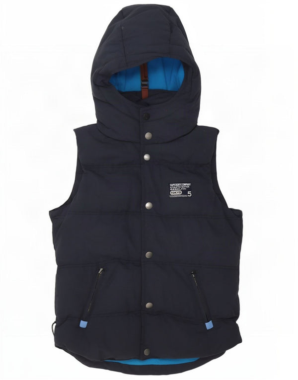 Superdry Herren Graphic Hooded Wattierte Weste UK 38 Medium Marineblau Nylon