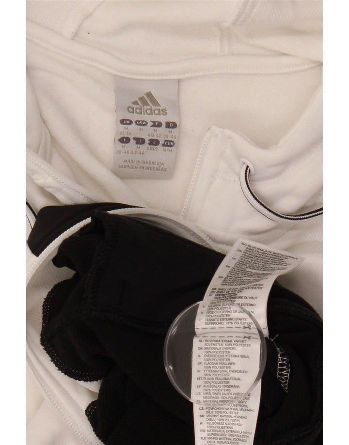 ADIDAS Damen-Kapuzenpullover mit Reißverschluss, UK 12/14, Mittelweiß, Farbblock