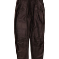 VINTAGE Damen-Lederhose mit Klammern, Größe 44, mittelgroß, W26, L26, schwarzes Leder