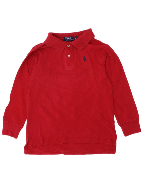 POLO RALPH LAUREN Langarm-Poloshirt für Jungen, 3–4 Jahre, rote Baumwolle