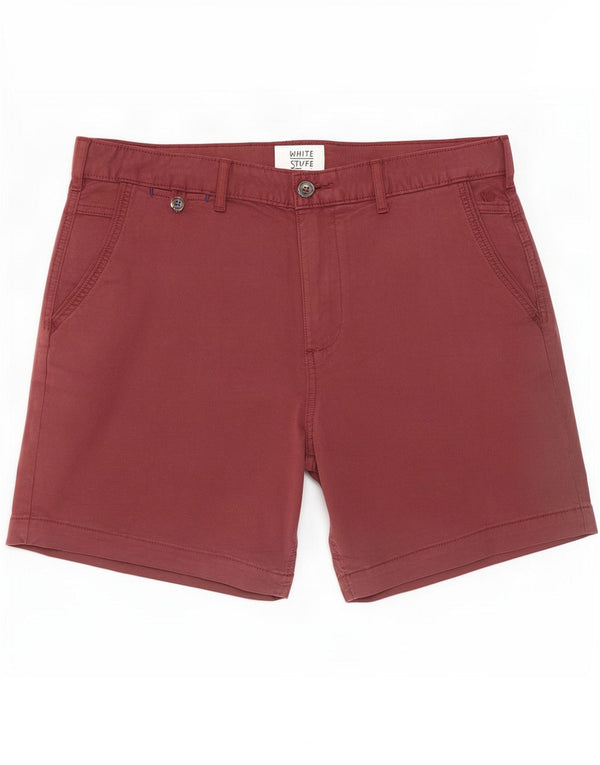 White Stuff Herren-Chinoshorts W34, Größe L, Burgunderrot, Baumwolle