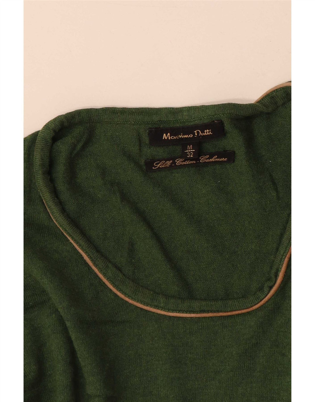 Massimo Dutti Damen-Pullover mit U-Boot-Ausschnitt, UK 12, mittelgrüne Seide
