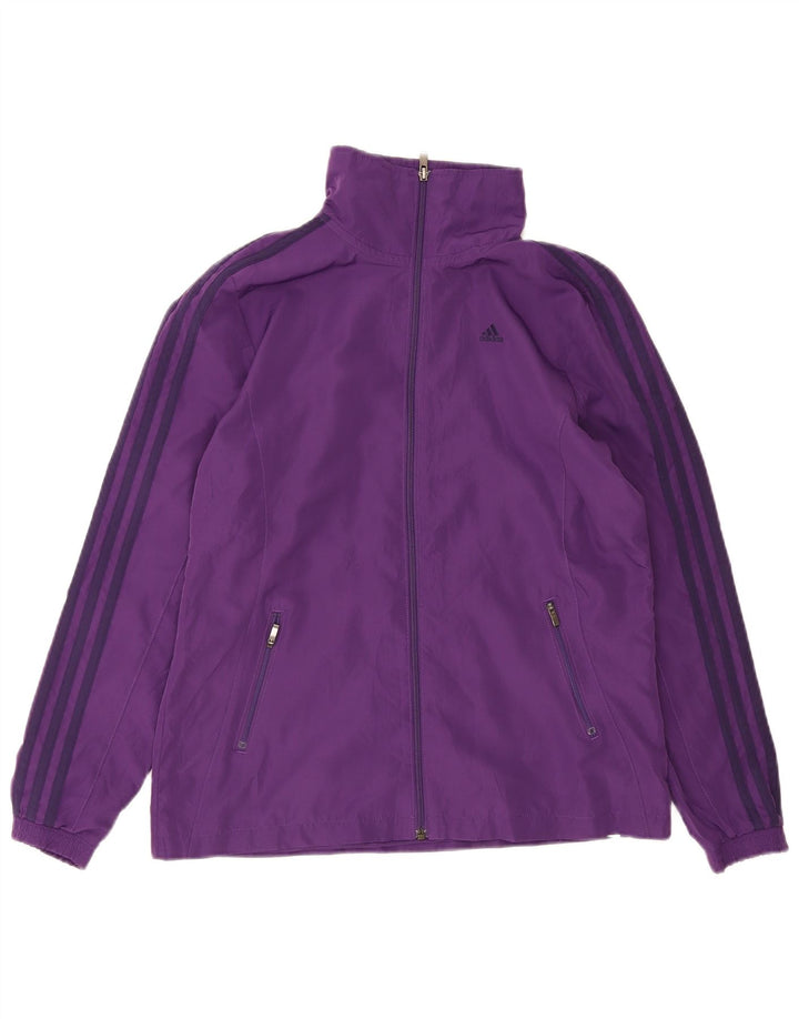 Adidas Damen Climalite Trainingsanzug Top Jacke UK 12 Medium Lila Polyester