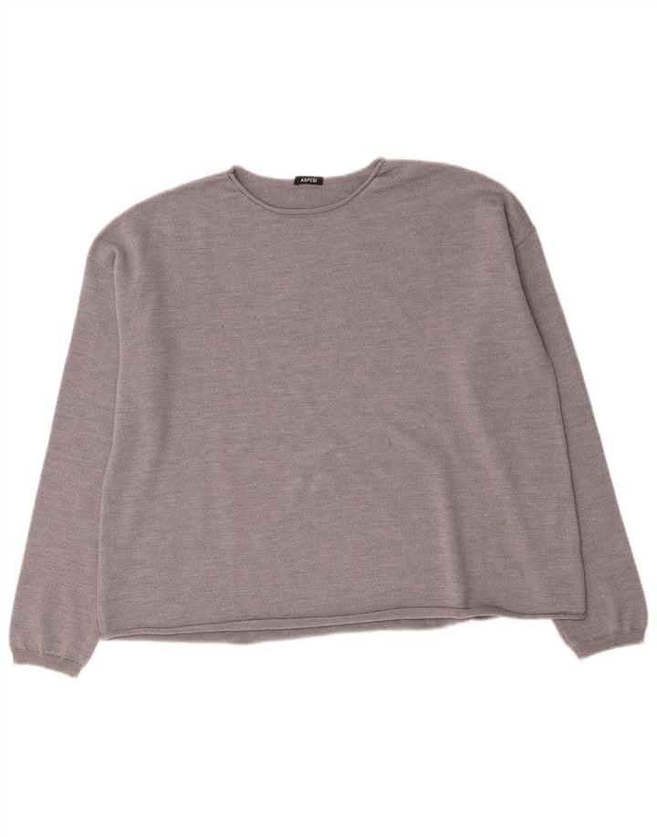 Aspesi Damen-Pullover mit U-Boot-Ausschnitt, UK 16, Größe L, graue Wolle