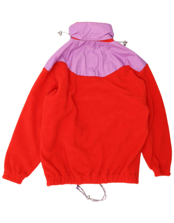 Vintage Herren-Fleecepullover mit Reißverschluss, UK 44 2XL, roter Farbblock