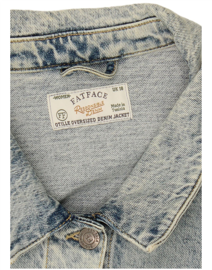 Fat Face Damen Jeansjacke UK 18 XL Blaue Baumwolle