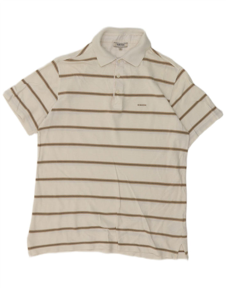 Geox Herren Respira Regular Fit Poloshirt Mittelweiß gestreifte Baumwolle
