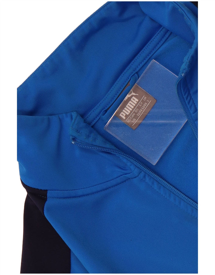 Puma Herren-Trainingsanzug-Top-Jacke, großes blaues Farbblock-Polyester