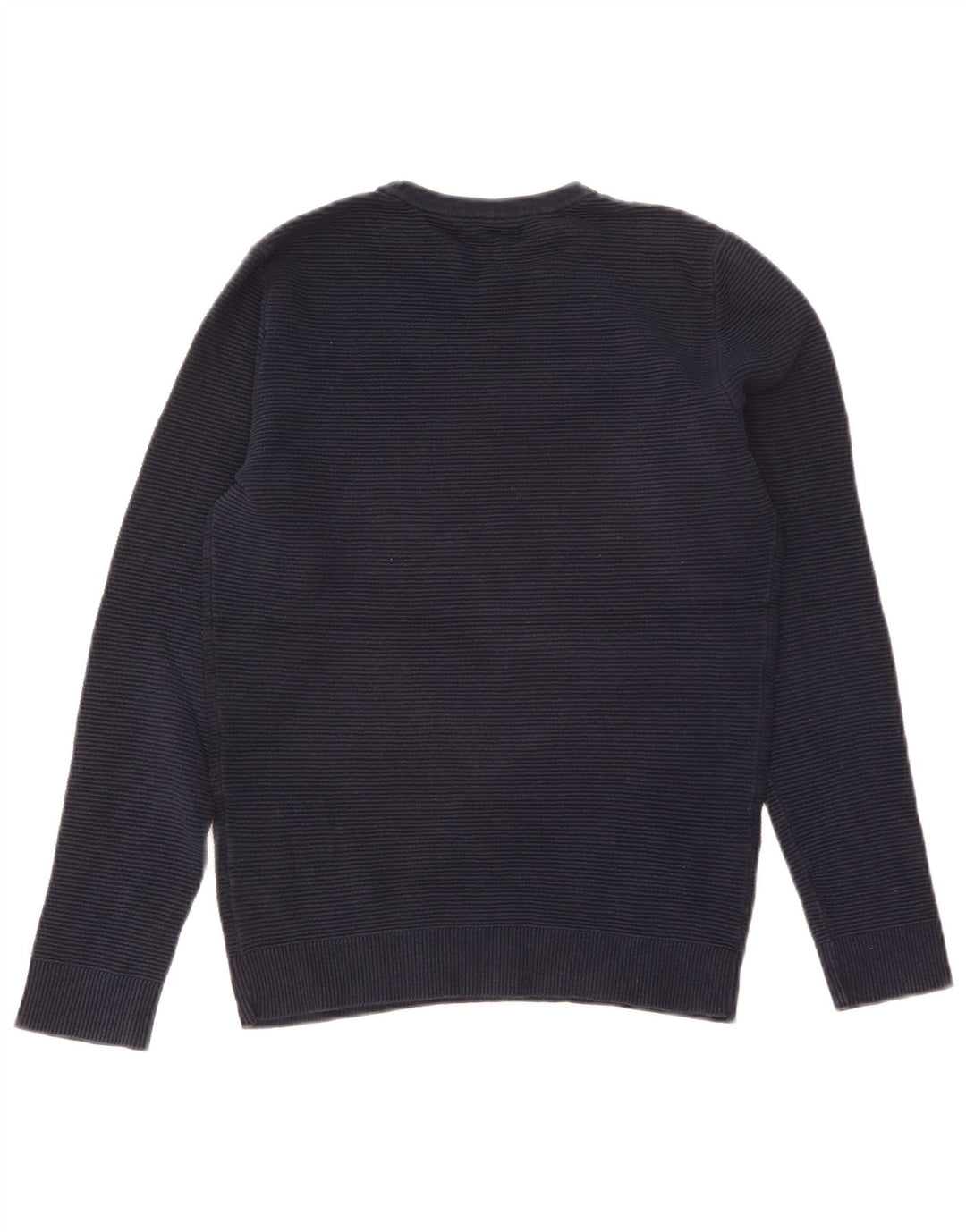Zara Herren-Pullover mit Rundhalsausschnitt, Größe S, marineblaue Baumwolle