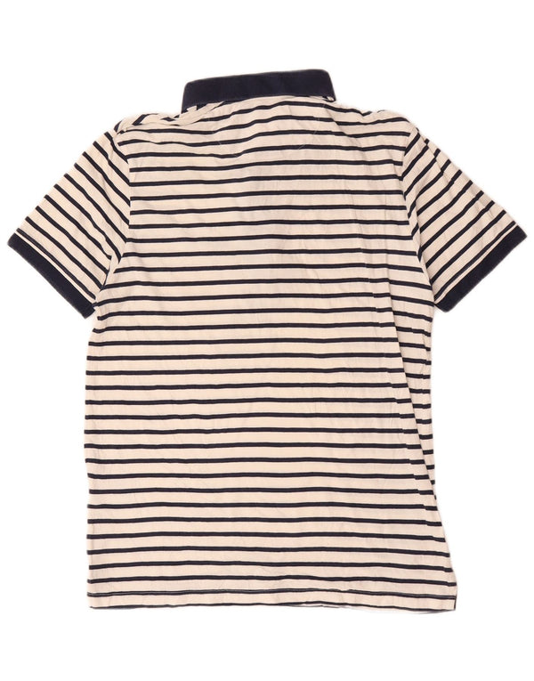 Lyle & Scott Herren-Rugby-Poloshirt aus mittelweiß gestreifter Baumwolle