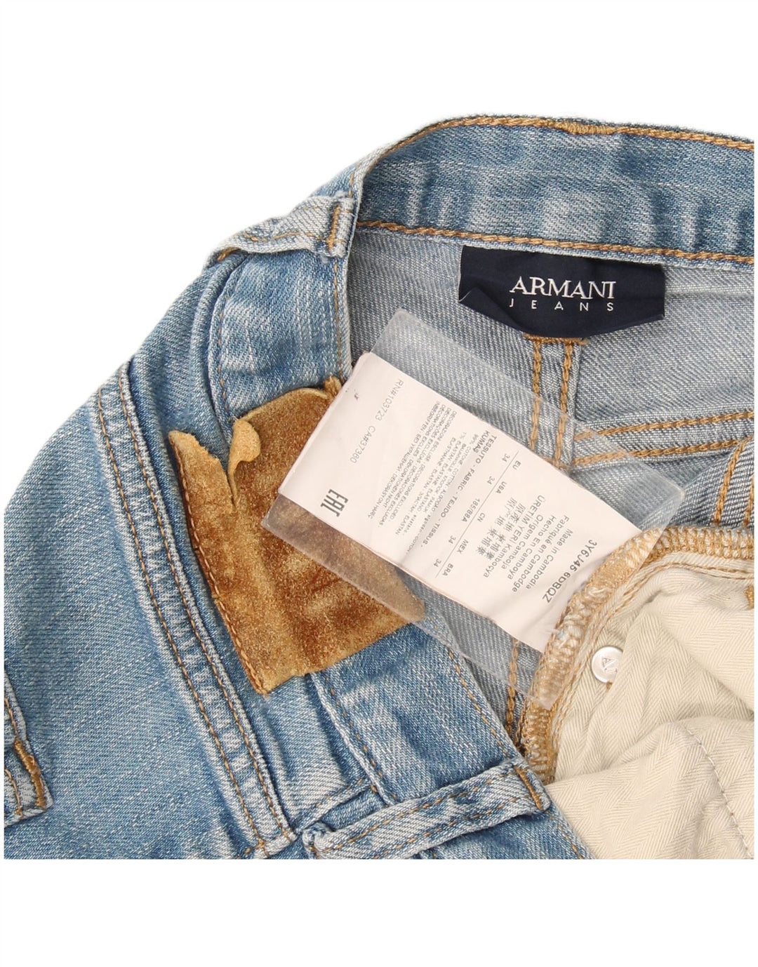 Armani Herren Straight Jeans W34 L32 Blaue Baumwolle