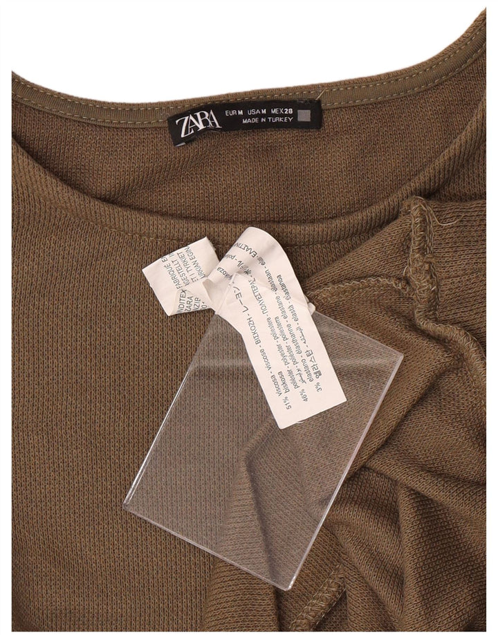 ZARA Damen Sweatshirt-Pullover UK 12 Mittelbraune Viskose