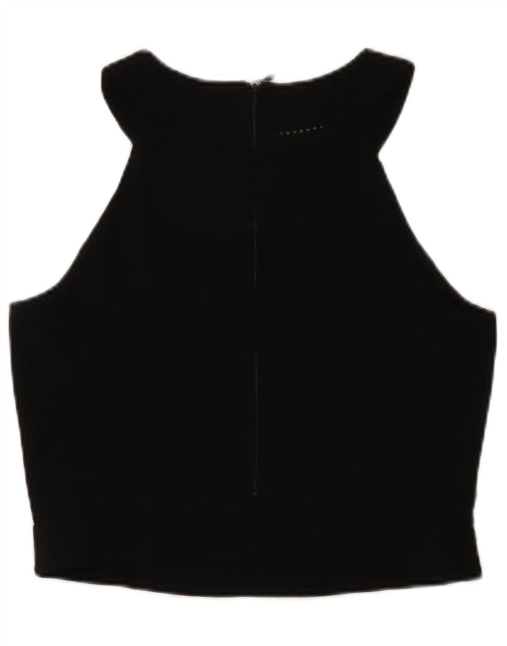 Emporio Armani Damen Crop Neckholder Top IT 46 Große schwarze Wolle