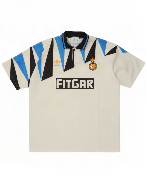 Umbro Herren Inter Mailand 1991-92 Auswärtstrikot XL Weiß Geometrisch