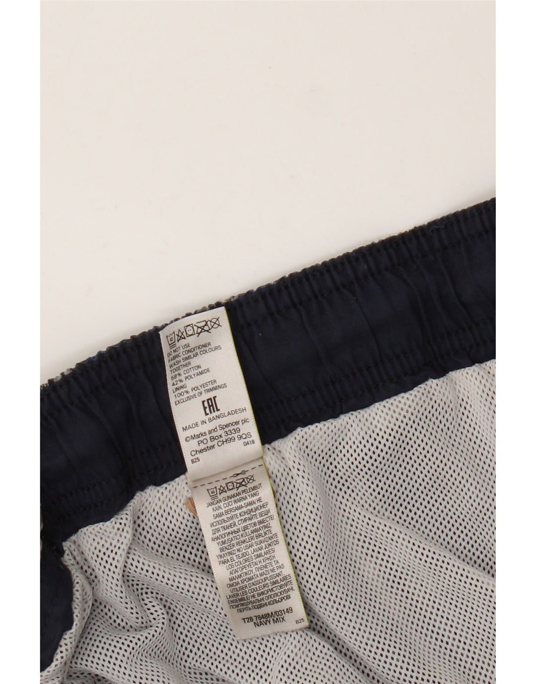 Marks & Spencer Herren-Badeshorts 2XL aus blau karierter Baumwolle
