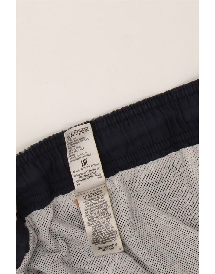 Marks & Spencer Herren-Badeshorts 2XL aus blau karierter Baumwolle