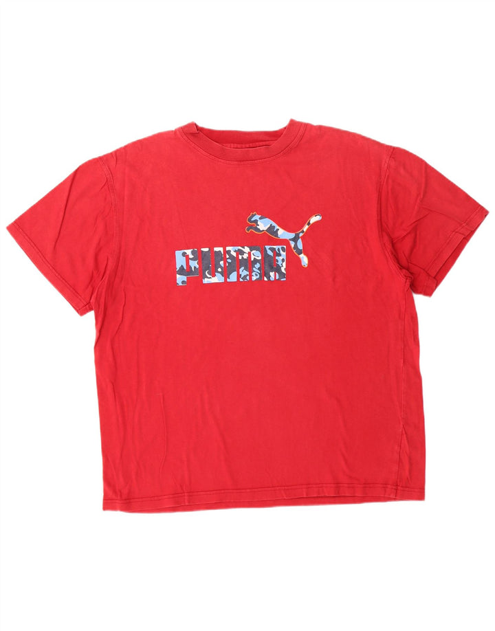 Puma Herren Grafik T-Shirt Top Große rote Baumwolle