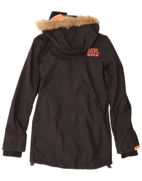 Superdry Damen Parka mit Kapuze UK 2 2XS Schwarz