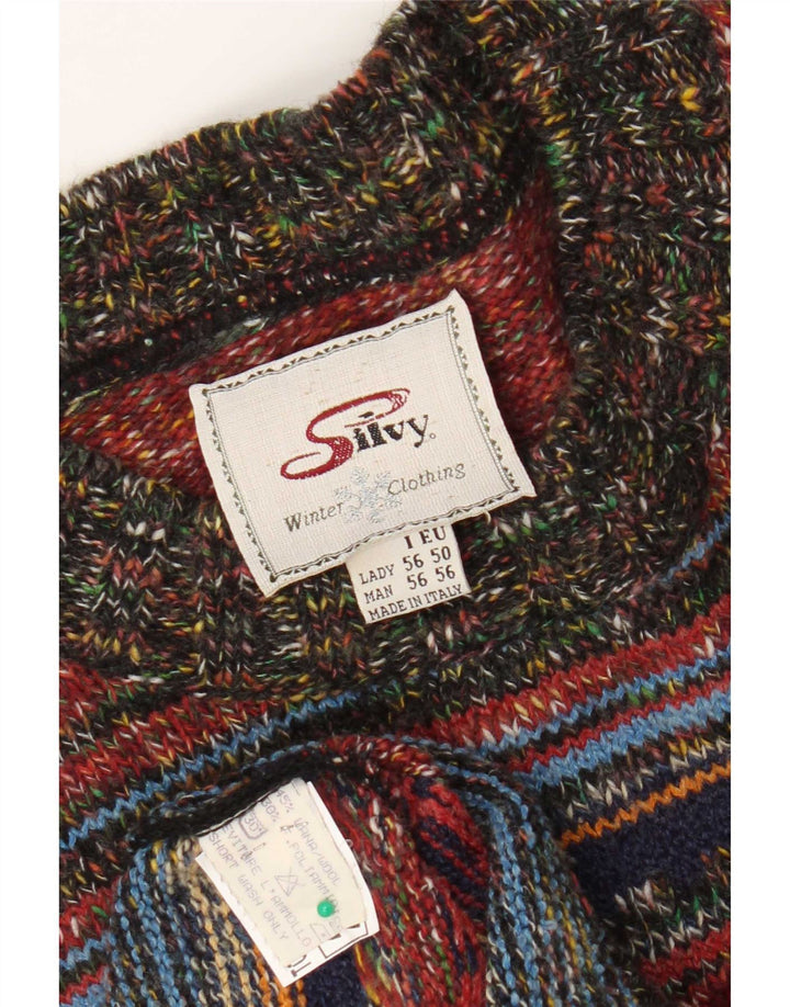 Silvy Herren Pullover mit Rundhalsausschnitt IT 56 2XL Mehrfarbig gestreifte Wolle