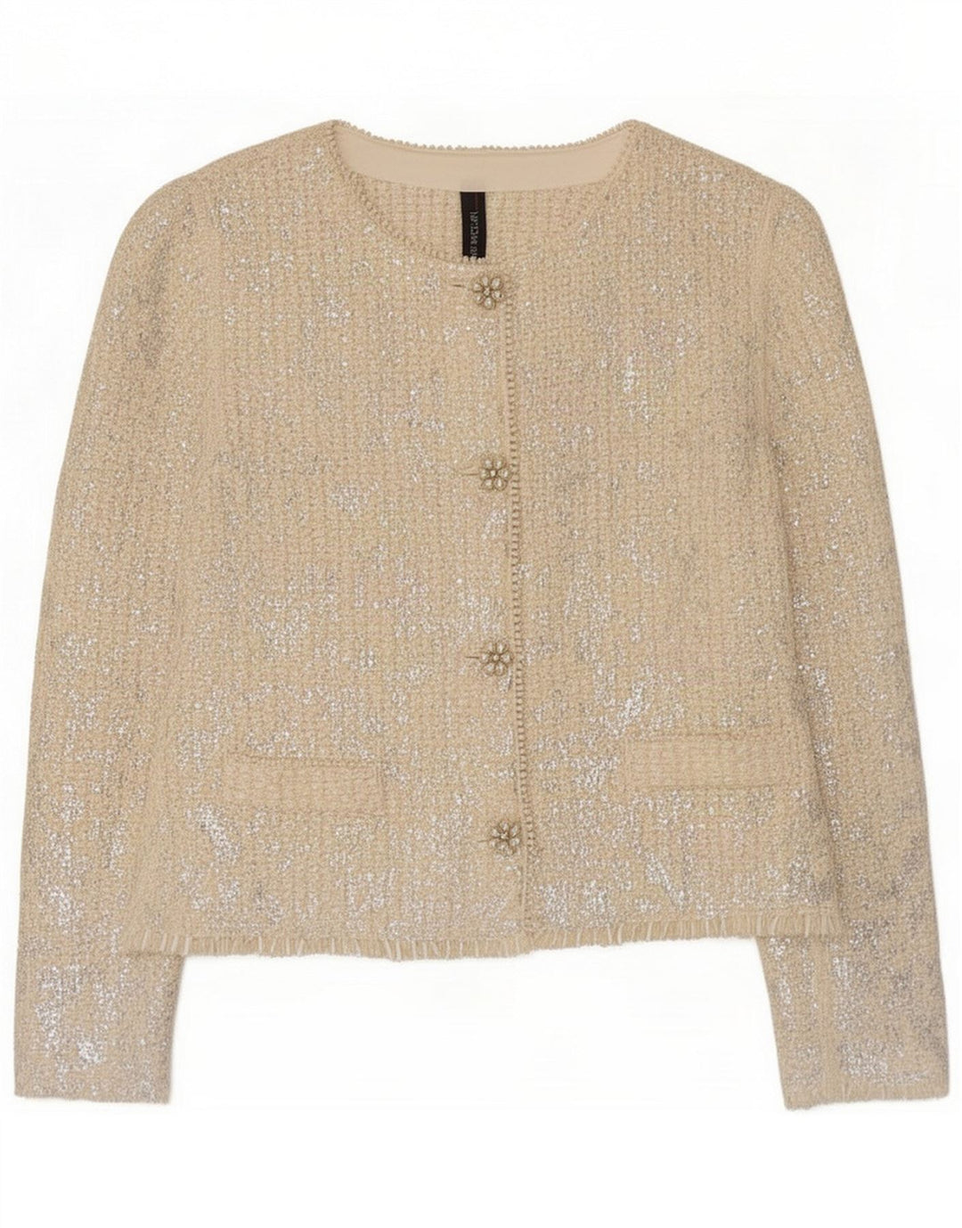 Marc Cain Damen-Blazerjacke mit 4 Knöpfen, Größe 6 XL, weißes Acryl